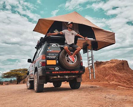 4x4 off-road vehicle with rooftop tent